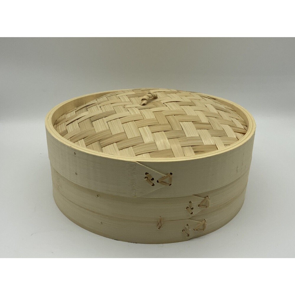 Oriental BAMBOO STEAMER BASKET & LID Cooker 10"  SEWING BASKET